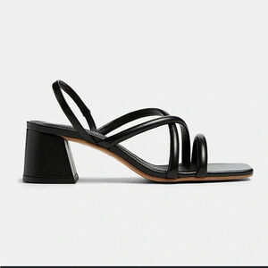 Simons leather multistrap sandals block heel size 37  ivory cream bridal